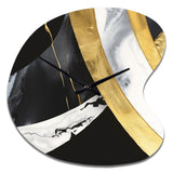 Black And Gold Harmony Of Marble IV - Asymmetric Metal Wall Clock