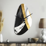 Black And Gold Harmony Of Marble IV - Asymmetric Metal Wall Clock