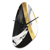 Black And Gold Harmony Of Marble IV - Asymmetric Metal Wall Clock