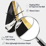Black And Gold Harmony Of Marble IV - Asymmetric Metal Wall Clock
