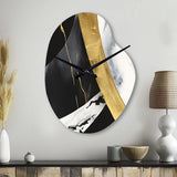 Black And Gold Harmony Of Marble IV - Asymmetric Metal Wall Clock
