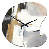 Black And Gold Harmony Of Marble VI - Asymmetric Metal Wall Clock