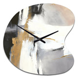 Black And Gold Harmony Of Marble VI - Asymmetric Metal Wall Clock