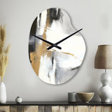 Black And Gold Harmony Of Marble VI - Asymmetric Metal Wall Clock