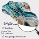 Blue Gold Half Circle Marble Abstract IV - Asymmetric Metal Wall Clock