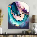 Blue Purple Abstract Geode I - Asymmetric Metal Wall Clock
