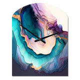 Blue Purple Abstract Geode I - Asymmetric Metal Wall Clock