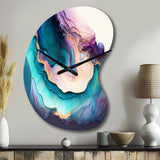 Blue Purple Abstract Geode I - Asymmetric Metal Wall Clock