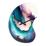 Blue Purple Abstract Geode I - Asymmetric Metal Wall Clock