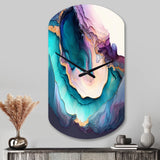Blue Purple Abstract Geode I - Asymmetric Metal Wall Clock