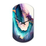 Blue Purple Abstract Geode I - Asymmetric Metal Wall Clock