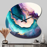 Blue Purple Abstract Geode I - Asymmetric Metal Wall Clock