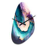 Blue Purple Abstract Geode I - Asymmetric Metal Wall Clock
