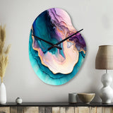 Blue Purple Abstract Geode I - Asymmetric Metal Wall Clock