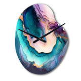 Blue Purple Abstract Geode I - Asymmetric Metal Wall Clock