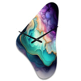 Blue Purple Abstract Geode II - Asymmetric Metal Wall Clock