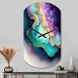 Blue Purple Abstract Geode II - Asymmetric Metal Wall Clock