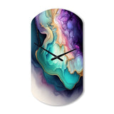 Blue Purple Abstract Geode II - Asymmetric Metal Wall Clock