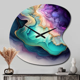 Blue Purple Abstract Geode II - Asymmetric Metal Wall Clock