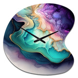 Blue Purple Abstract Geode II - Asymmetric Metal Wall Clock