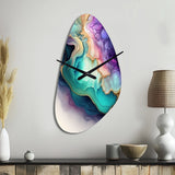 Blue Purple Abstract Geode II - Asymmetric Metal Wall Clock