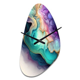 Blue Purple Abstract Geode II - Asymmetric Metal Wall Clock