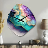 Blue Purple Abstract Geode II - Asymmetric Metal Wall Clock