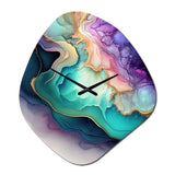 Blue Purple Abstract Geode II - Asymmetric Metal Wall Clock