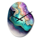 Blue Purple Abstract Geode II - Asymmetric Metal Wall Clock