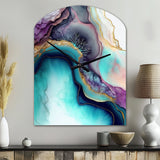 Blue Purple Abstract Geode III - Asymmetric Metal Wall Clock