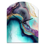 Blue Purple Abstract Geode III - Asymmetric Metal Wall Clock