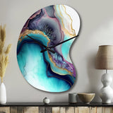 Blue Purple Abstract Geode III - Asymmetric Metal Wall Clock
