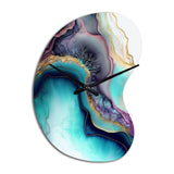 Blue Purple Abstract Geode III - Asymmetric Metal Wall Clock