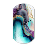 Blue Purple Abstract Geode III - Asymmetric Metal Wall Clock