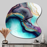 Blue Purple Abstract Geode III - Asymmetric Metal Wall Clock