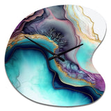 Blue Purple Abstract Geode III - Asymmetric Metal Wall Clock