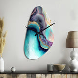 Blue Purple Abstract Geode III - Asymmetric Metal Wall Clock