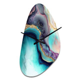 Blue Purple Abstract Geode III - Asymmetric Metal Wall Clock