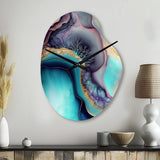 Blue Purple Abstract Geode III - Asymmetric Metal Wall Clock
