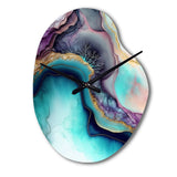 Blue Purple Abstract Geode III - Asymmetric Metal Wall Clock