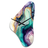 Green Purple Abstract Geode - Asymmetric Metal Wall Clock