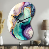 Green Purple Abstract Geode - Asymmetric Metal Wall Clock