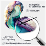 Green Purple Abstract Geode - Asymmetric Metal Wall Clock