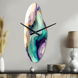 Green Purple Abstract Geode - Asymmetric Metal Wall Clock