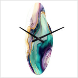 Green Purple Abstract Geode - Asymmetric Metal Wall Clock