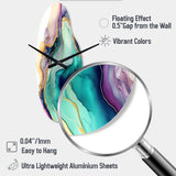 Green Purple Abstract Geode - Asymmetric Metal Wall Clock