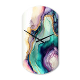 Green Purple Abstract Geode - Asymmetric Metal Wall Clock