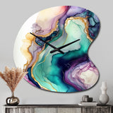 Green Purple Abstract Geode - Asymmetric Metal Wall Clock