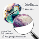 Green Purple Abstract Geode - Asymmetric Metal Wall Clock