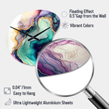 Green Purple Abstract Geode - Asymmetric Metal Wall Clock